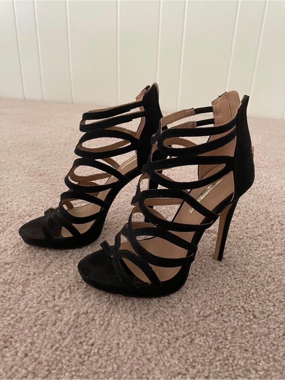 Strappy Cage High Heel Sandals - Black